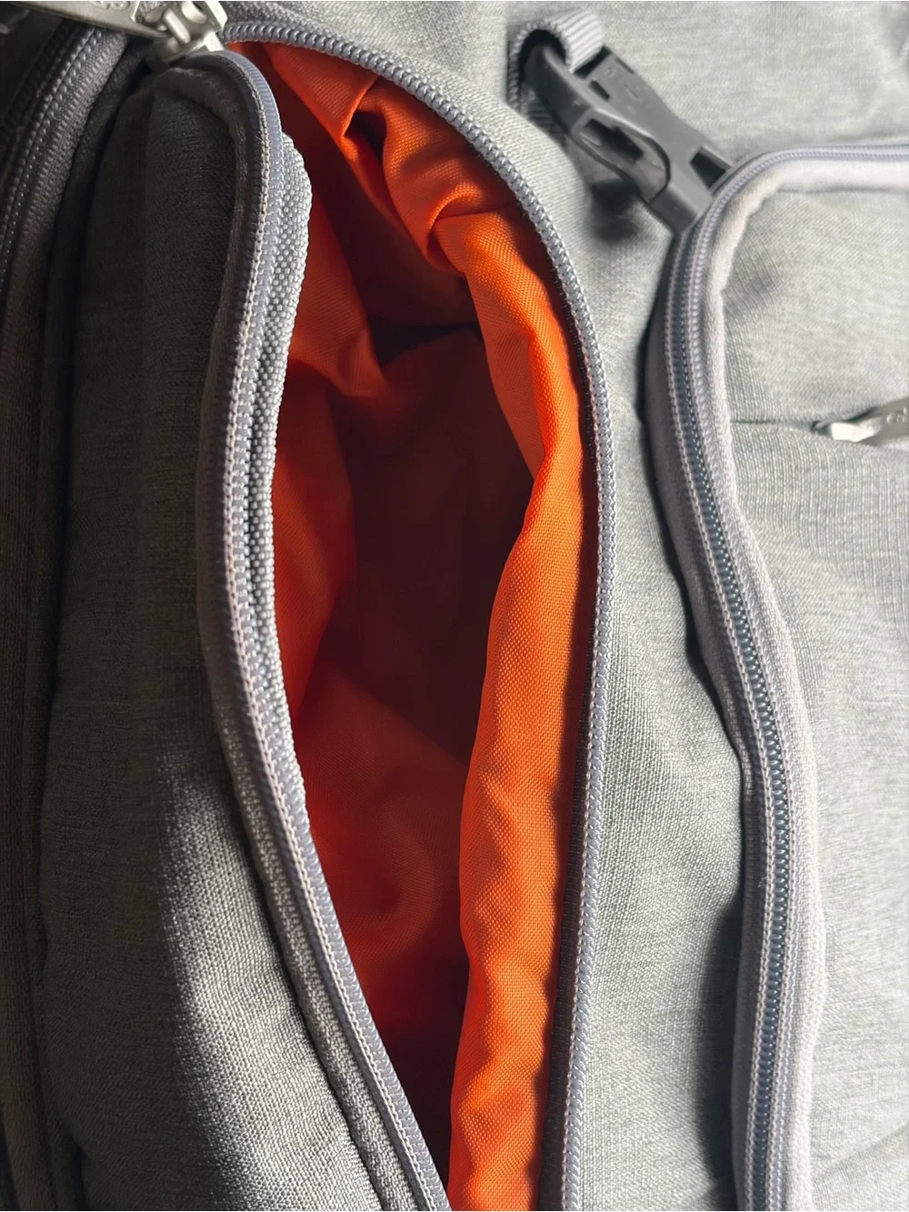 EBags Mother Lode Gray Expandable Convertible Backpack Multi Pocket Orange Lin